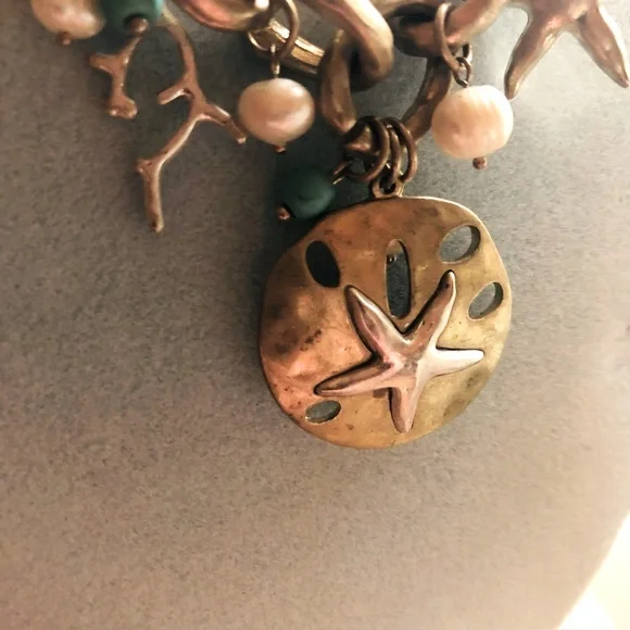 Gold and Silver Starfish Pendant Chunky Necklace - Picture 6 of 9